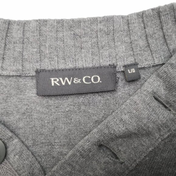 RW&CO. Men's Size Large Grey V-neck with Buttons Straight Fit Sweater - Picture 3 of 9